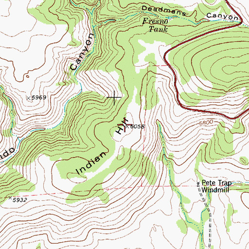 Topographic Map of Indian Hill, TX