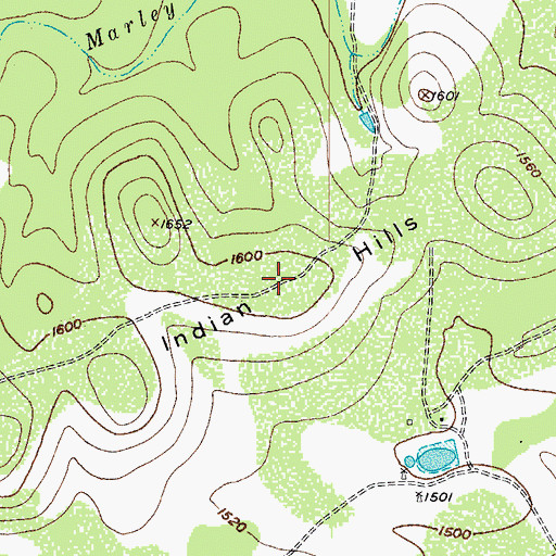 Topographic Map of Indian Hills, TX