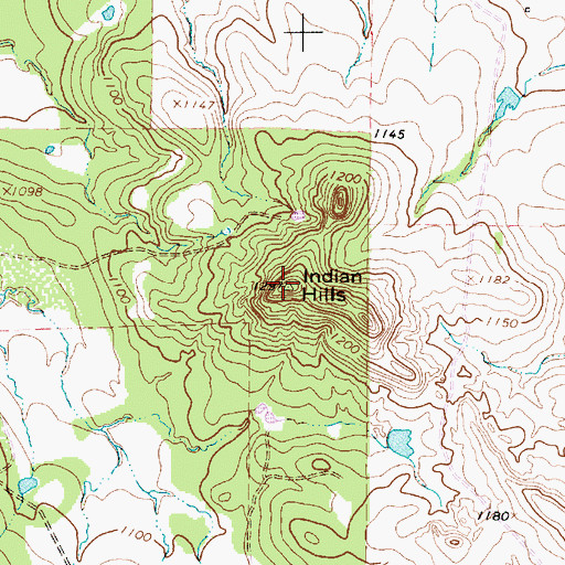 Topographic Map of Indian Hills, TX
