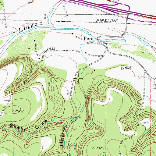 Topographic Map of Indian Hollow, TX
