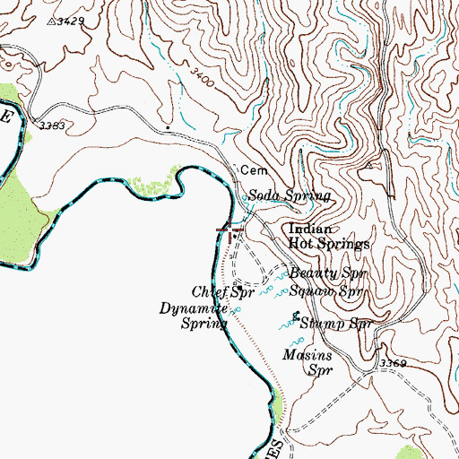 Topographic Map of Indian Hot Springs, TX