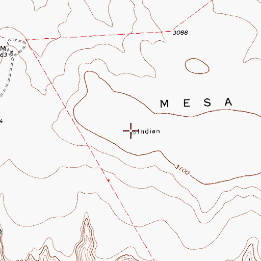 Topographic Map of Indian Mesa, TX