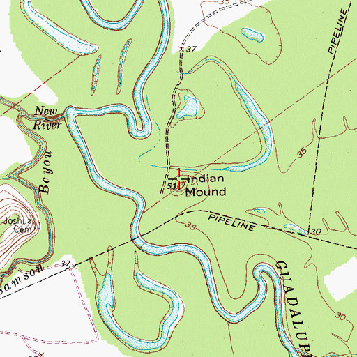 Topographic Map of Indian Mound, TX