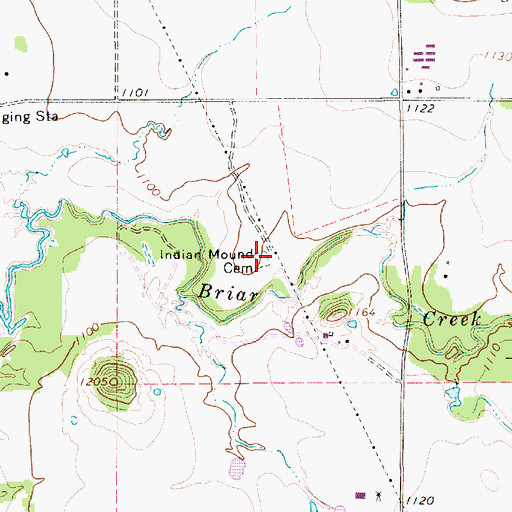 Topographic Map of Indian Mound Cemetery, TX