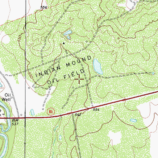 Topographic Map of Indian Mound Oil Field, TX