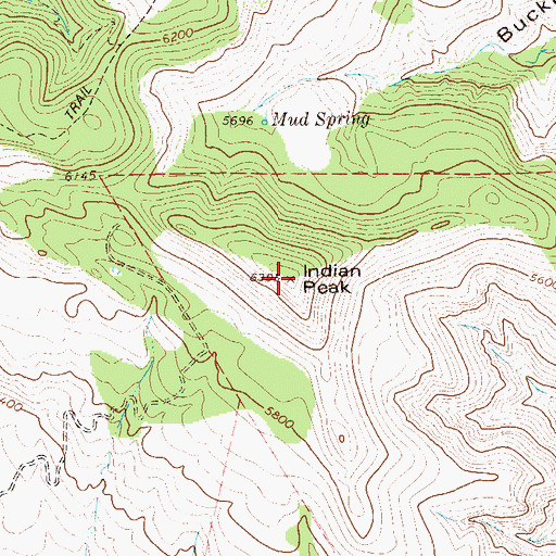 Topographic Map of Indian Peak, TX