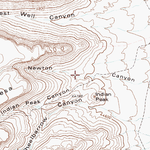 Topographic Map of Indian Peak Canyon, TX