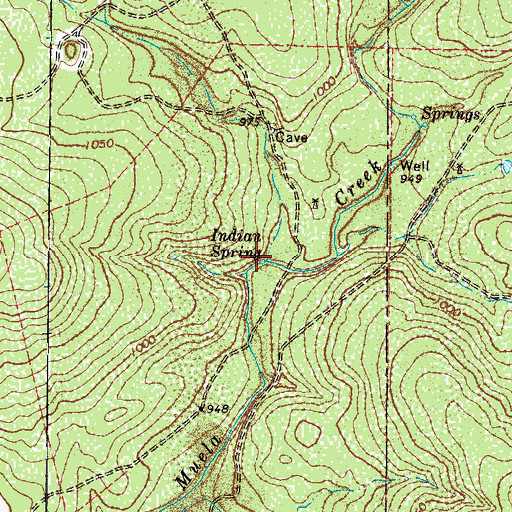 Topographic Map of Indian Spring, TX