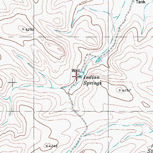Topographic Map of Indian Springs, TX