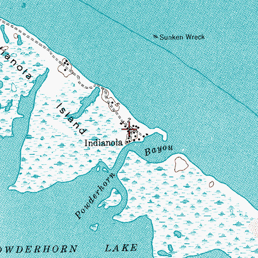 Topographic Map of Indianola, TX