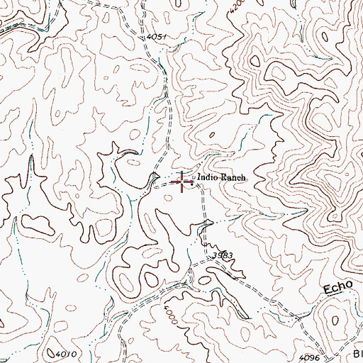 Topographic Map of Indio Ranch, TX