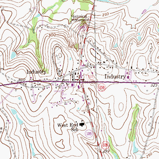 Topographic Map of Industry, TX