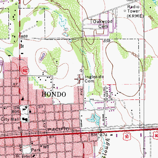 Topographic Map of Ingleside Cemetery, TX