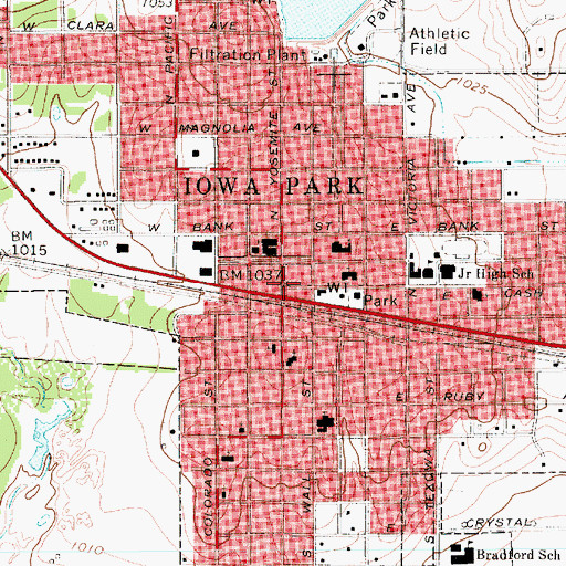 Topographic Map of Iowa Park, TX