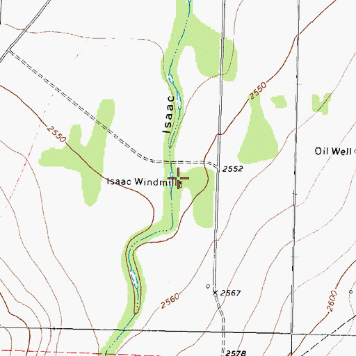 Topographic Map of Isaac Windmill, TX