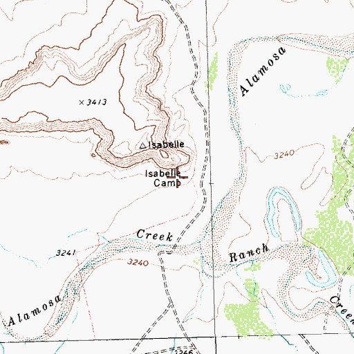 Topographic Map of Isabelle Camp, TX