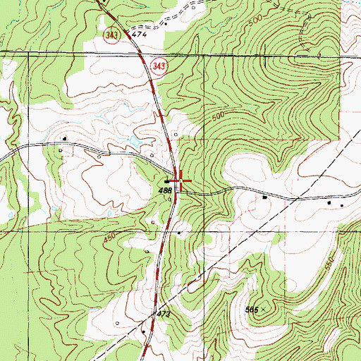 Topographic Map of Isaiah Church, TX