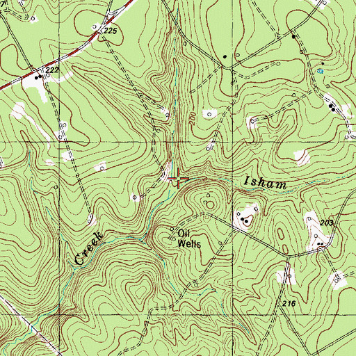 Topographic Map of Isham Branch, TX