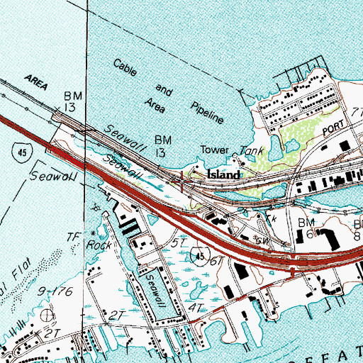 Topographic Map of Island, TX