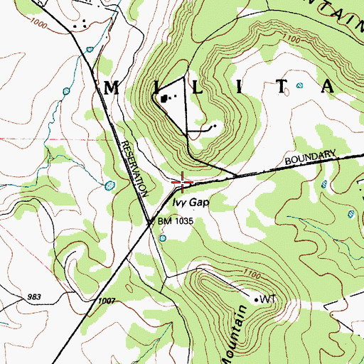 Topographic Map of Ivy Gap, TX