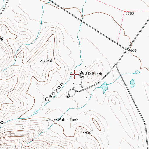 Topographic Map of J D Ranch, TX