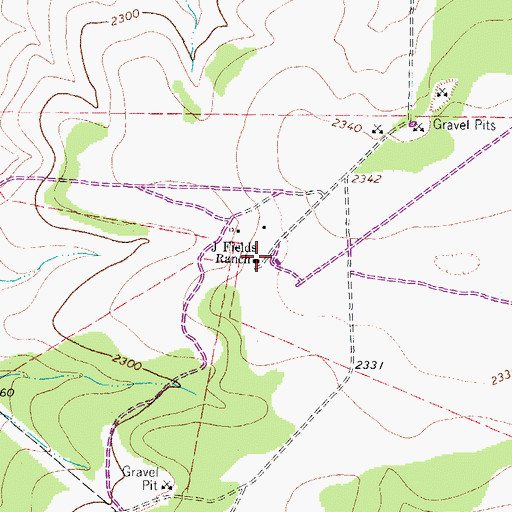 Topographic Map of J Fields Ranch, TX