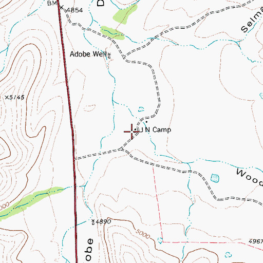 Topographic Map of J N Camp, TX