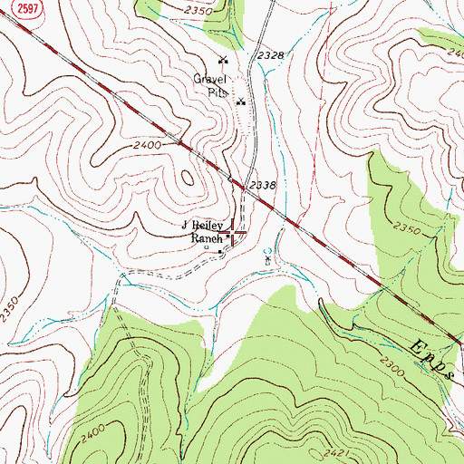 Topographic Map of J Reiley Ranch, TX