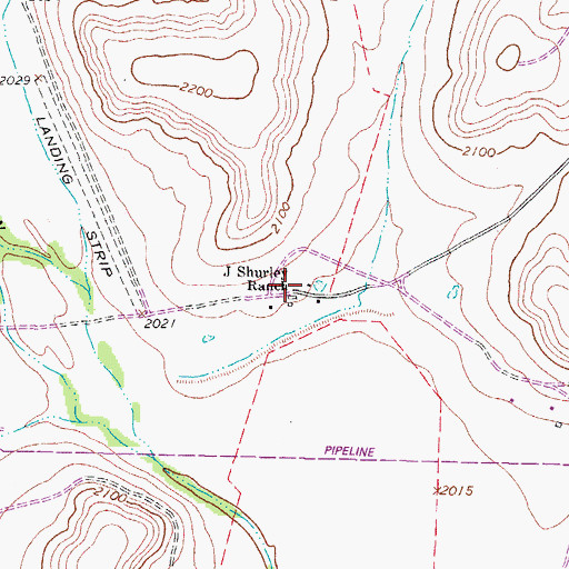 Topographic Map of J Shurley Ranch, TX