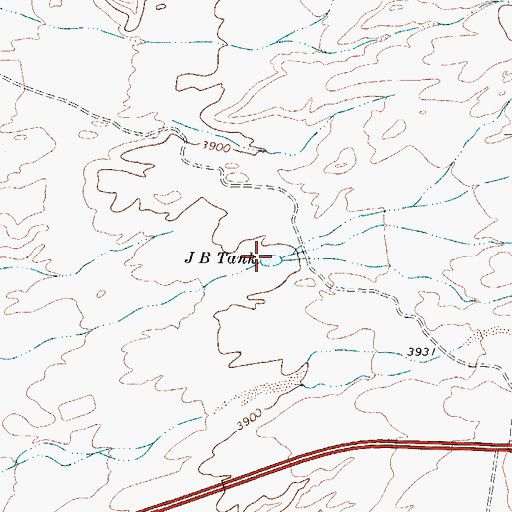 Topographic Map of JB Tank, TX