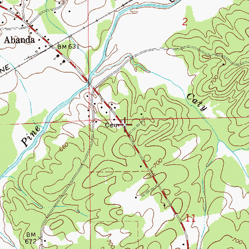 Topographic Map of Abanda Cemetery, AL