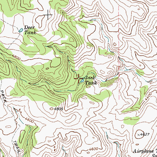 Topographic Map of Jack Tank, TX