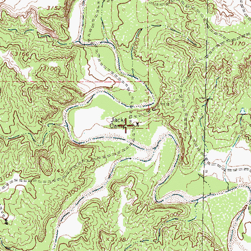 Topographic Map of Jacks Camp, TX