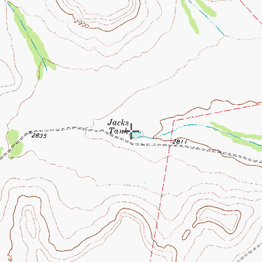 Topographic Map of Jacks Tank, TX