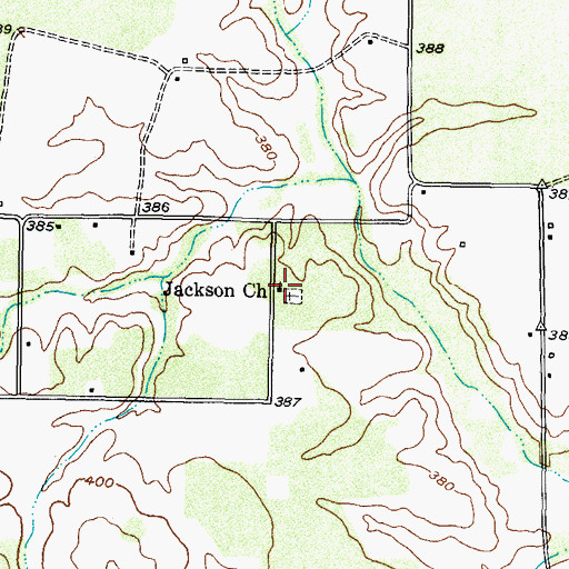 Topographic Map of Jackson Church, TX