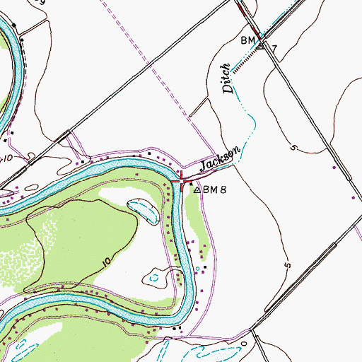 Topographic Map of Jackson Ditch, TX