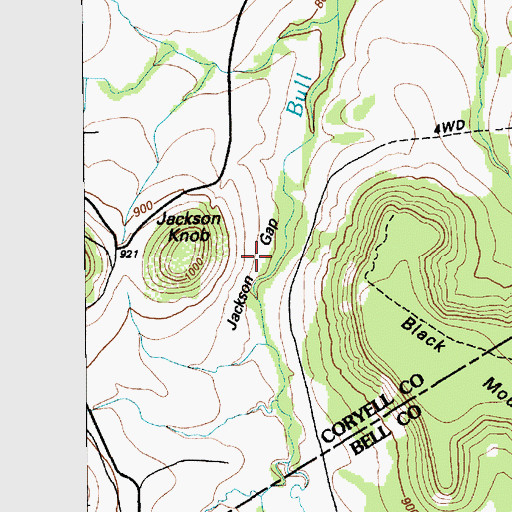 Topographic Map of Jackson Gap, TX