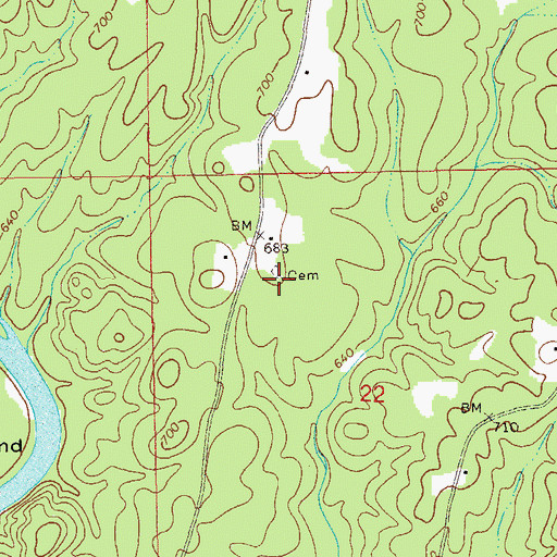 Topographic Map of Bailey Cemetery, AL
