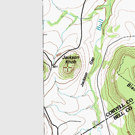 Topographic Map of Jackson Knob, TX