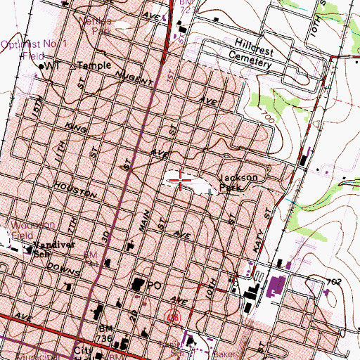 Topographic Map of Jackson Park, TX