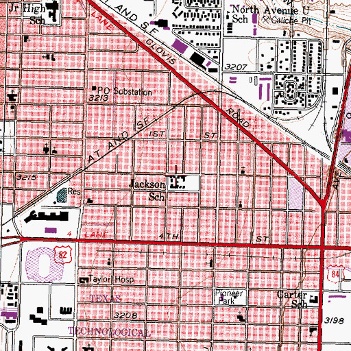 Topographic Map of Jackson School, TX
