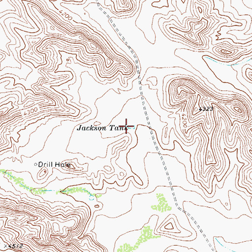 Topographic Map of Jackson Tank, TX