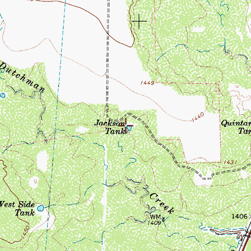 Topographic Map of Jackson Tank, TX