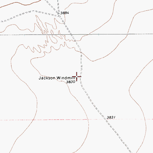 Topographic Map of Jackson Windmill, TX