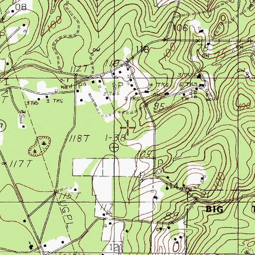 Topographic Map of Jackson-Doty Oil Field, TX
