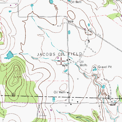 Topographic Map of Jacobs Oil Field, TX