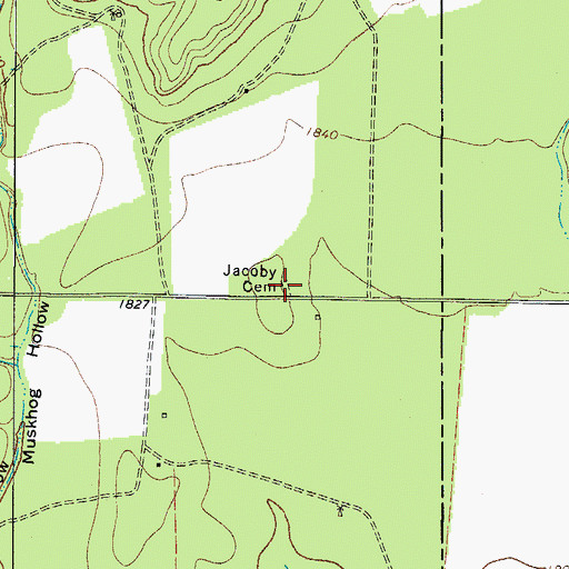 Topographic Map of Jacoby Cemetery, TX