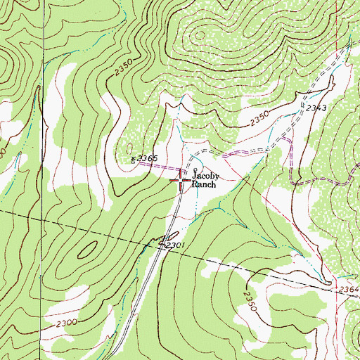 Topographic Map of Jacoby Ranch, TX