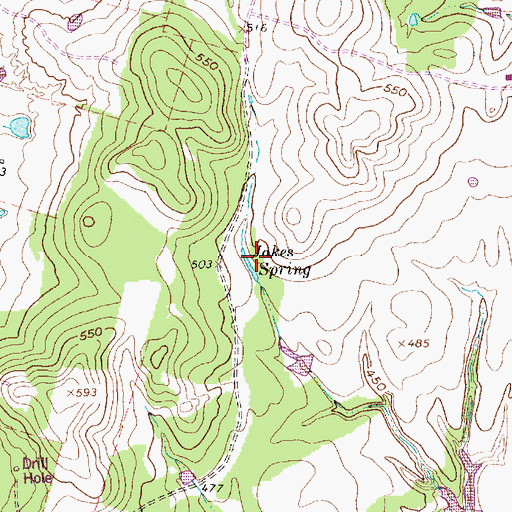 Topographic Map of Jakes Spring, TX