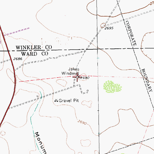Topographic Map of Jakes Windmill, TX